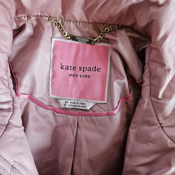 Kate Spade Blush Quilted Puffer Coat - Bow Back - Picture 3 of 10